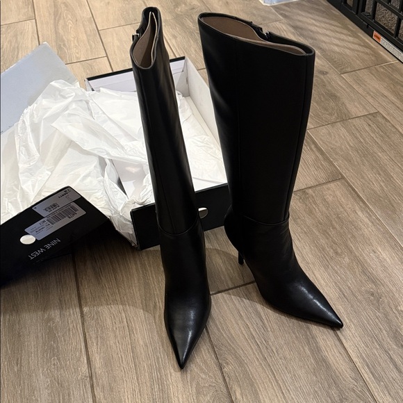 Nine West Gerty black leather Knee High Boots